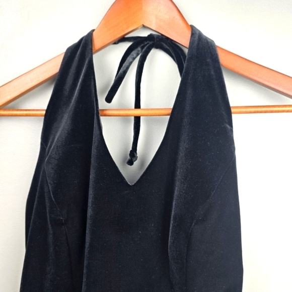 XSCAPE Vintage 90's Y2K Halter Top Velvet Satin Black Womens Size 8 - Picture 2 of 12
